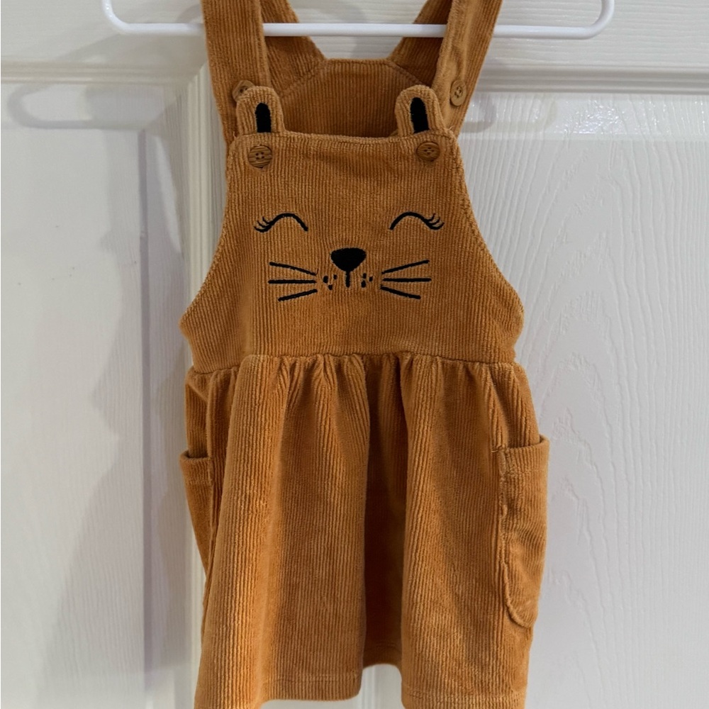 Adorable Brown Corduroy Kids Overall dress